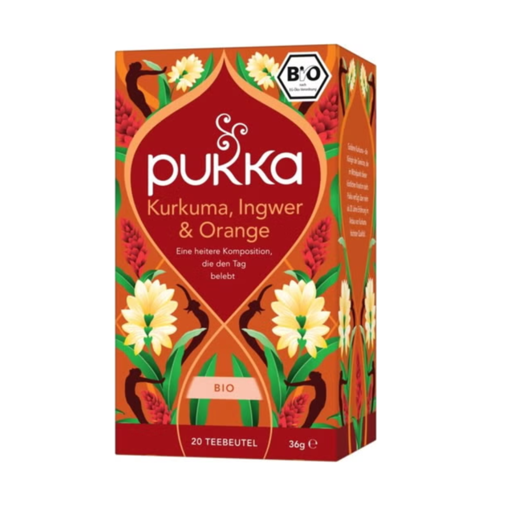 Pukka Ceai de plante organic cu turmeric, ghimbir și portocală, 20 de pliculețe (36 g)