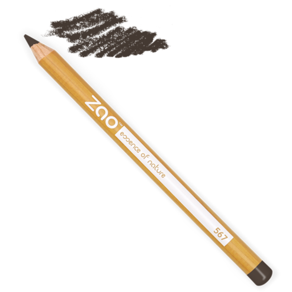 Zao Make Up Multipurpose Pencils for Eyes, Eyebrows and Lips, 567 Ebony Brown (1.14 G)