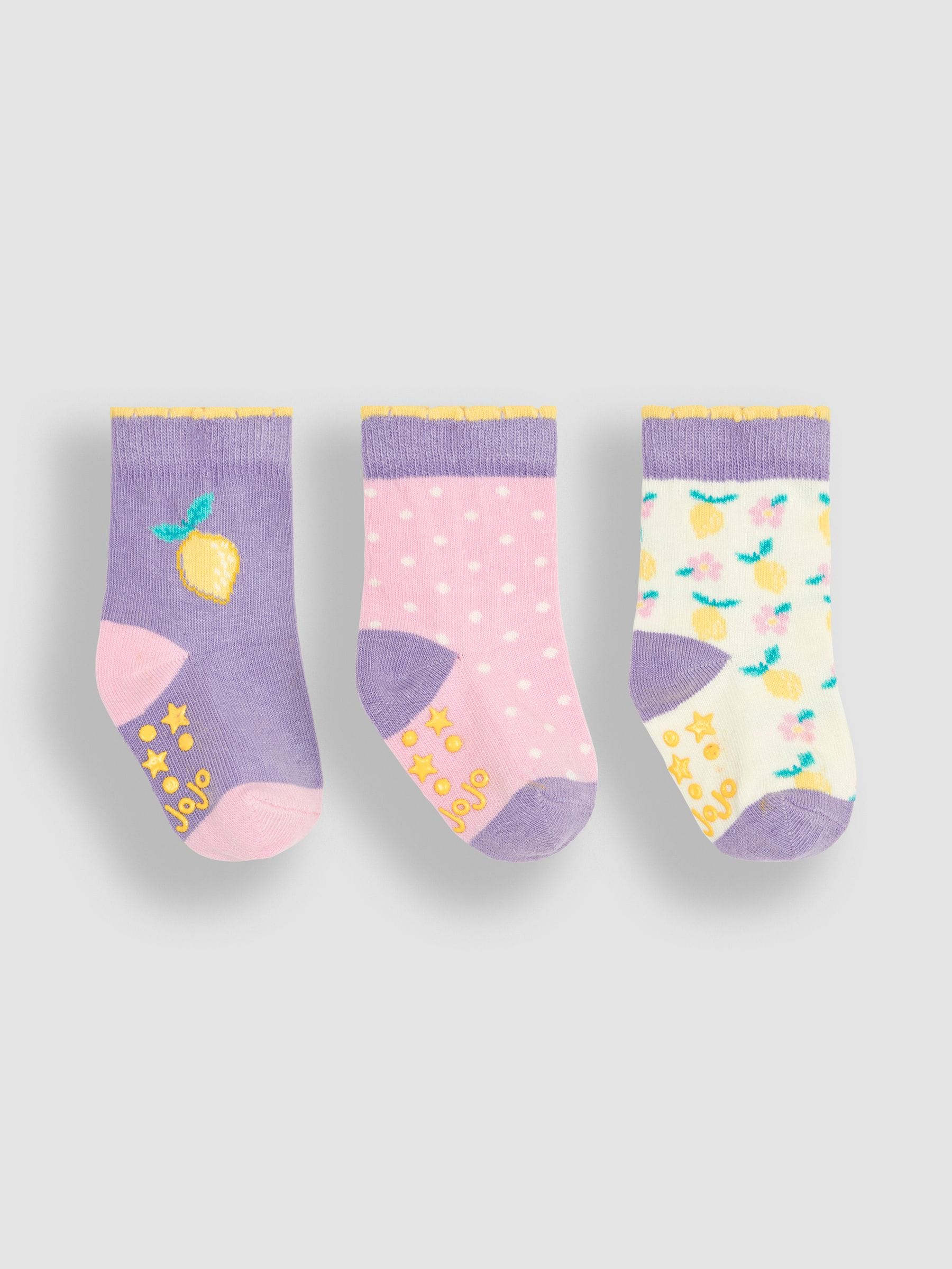 Lilac Purple Lemon 3-Pack Fruit Socks 0-6 Mths