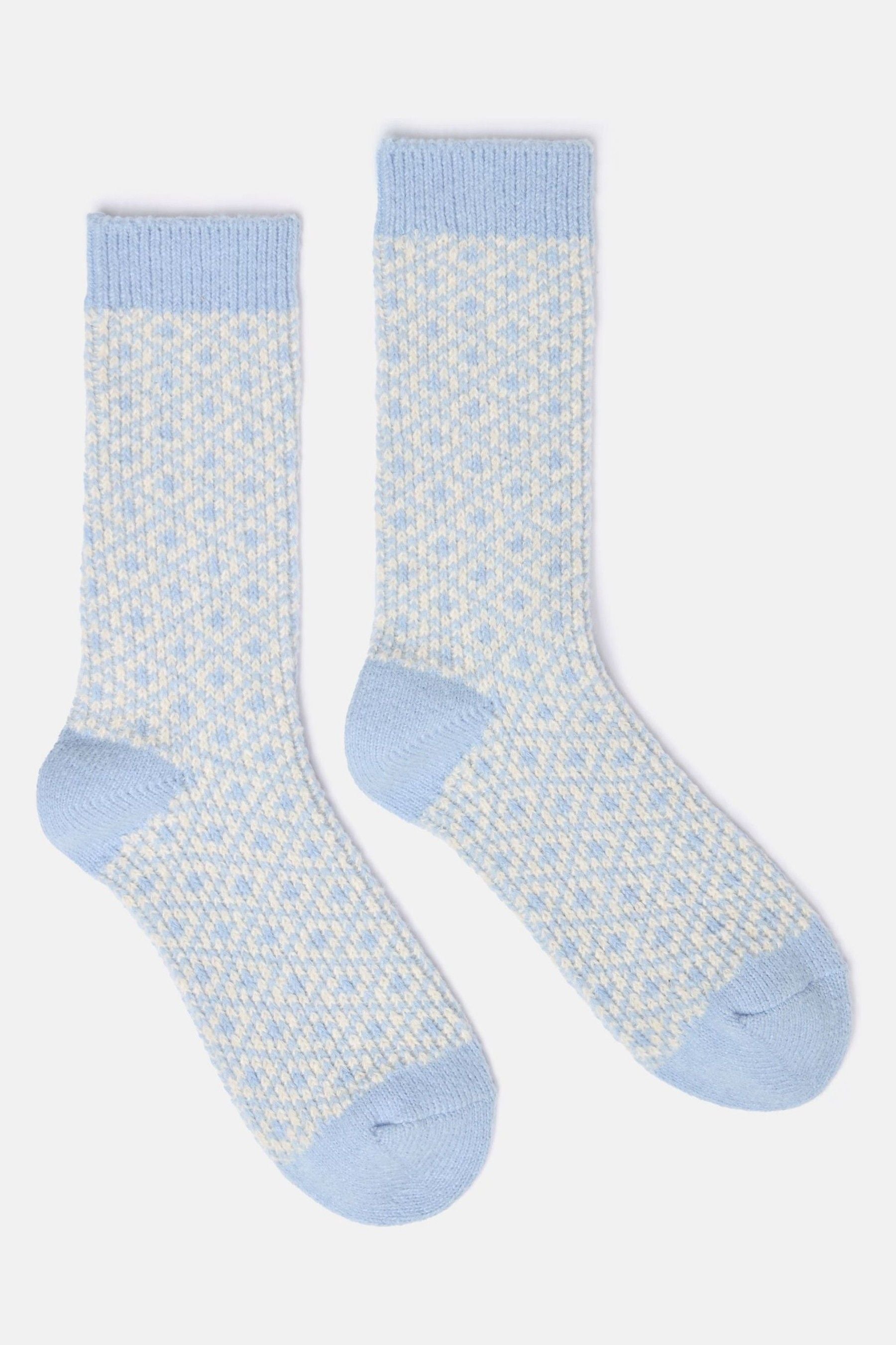 Joules - Women's Toasty Blue Cosy Geometric Socks (size 4-8)