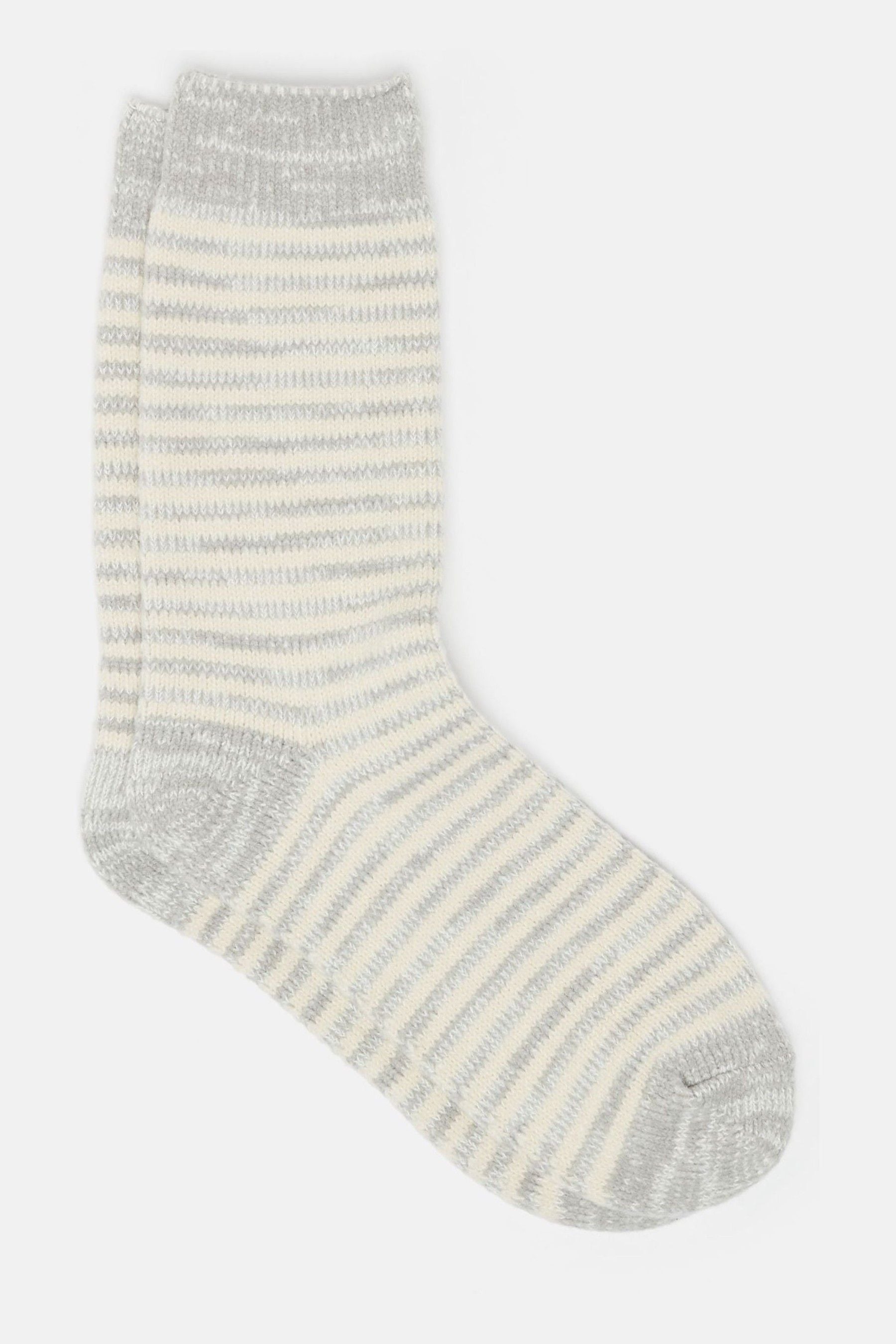 Joules - Women's Toasty Grey Cosy Striped Socks (size 4-8)