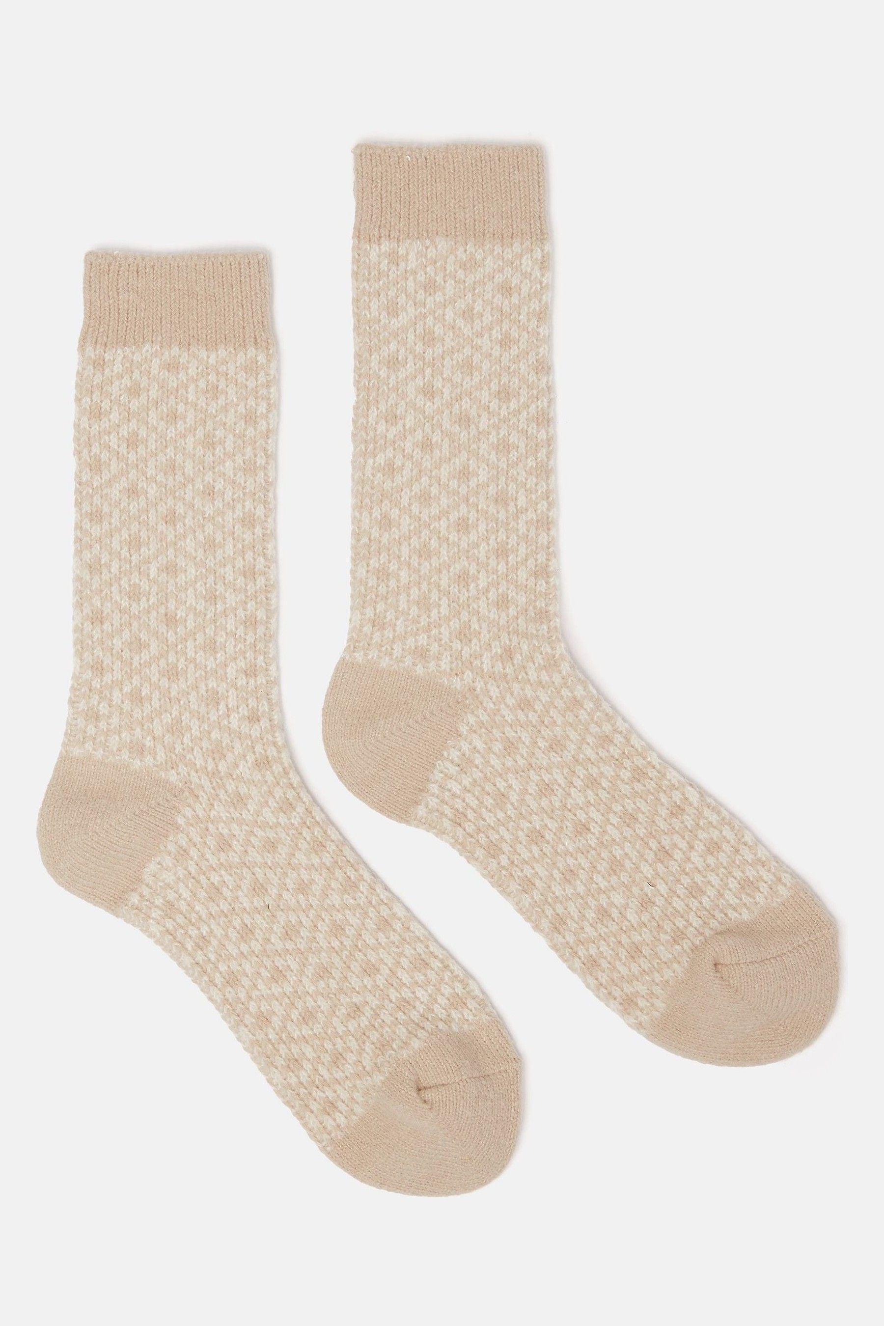 Joules - Women's Toasty Oatmeal Cosy Geometric Socks (size 4-8)