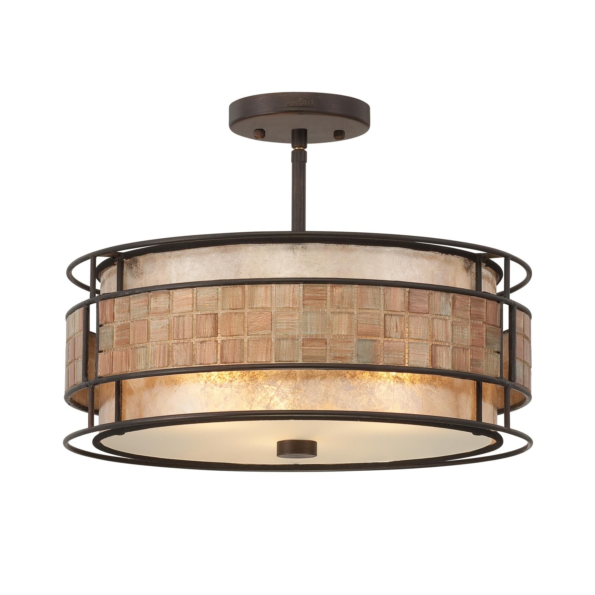 Quoizel Laguna 16 Inch 3 Light Semi Flush Mount Laguna - MC842SRC - Art Deco