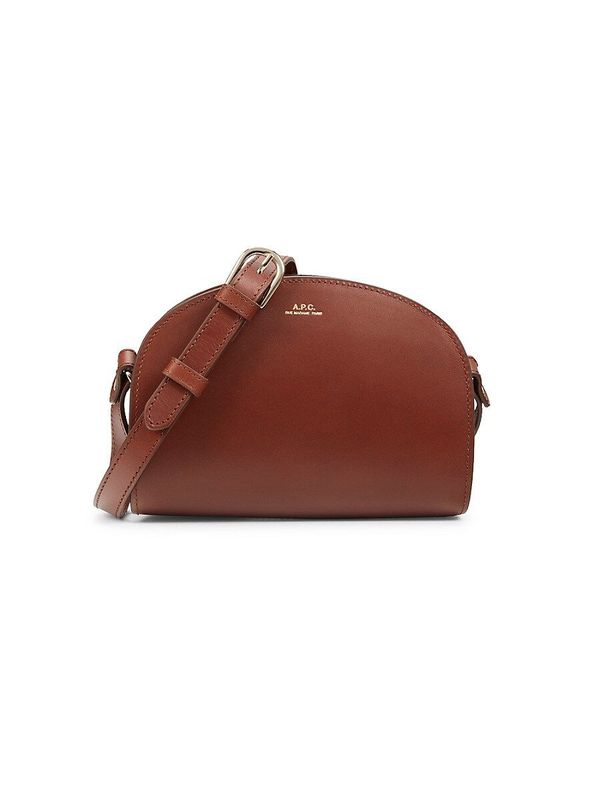 Women's Demi-lune Leather Crossbody Bag - Hazelnut