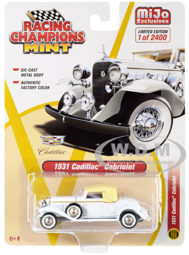 1931 Cadillac Cabriolet White with Cream Top Limited Edition to 2400 pieces Worldwide 1-64 Diecast Model Car by Racing Champions