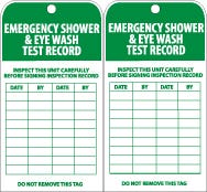 National Marker "Emergency Eye Shower and Eyewash Test Record" Tags, 25-Pack