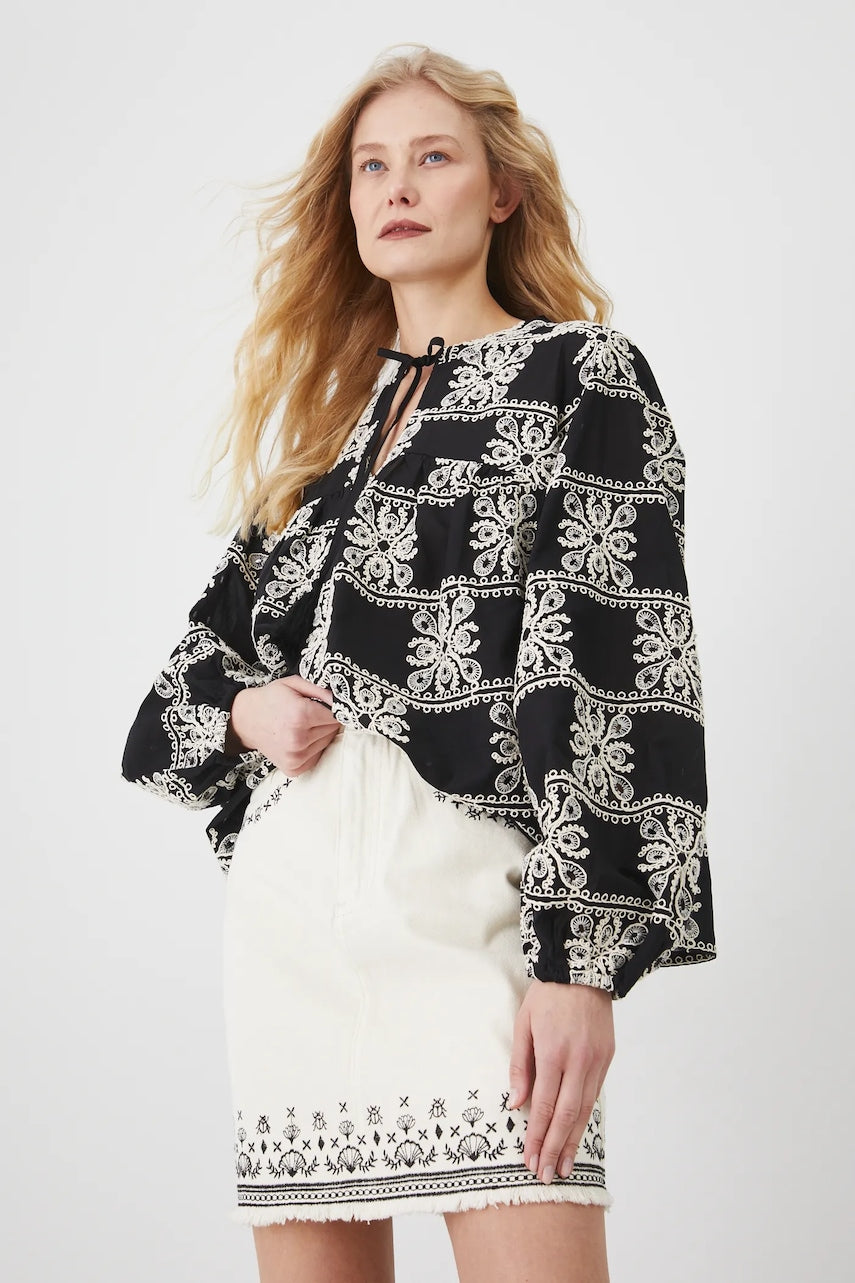 Bombažno krilo iz jeansa Medicine bež barva