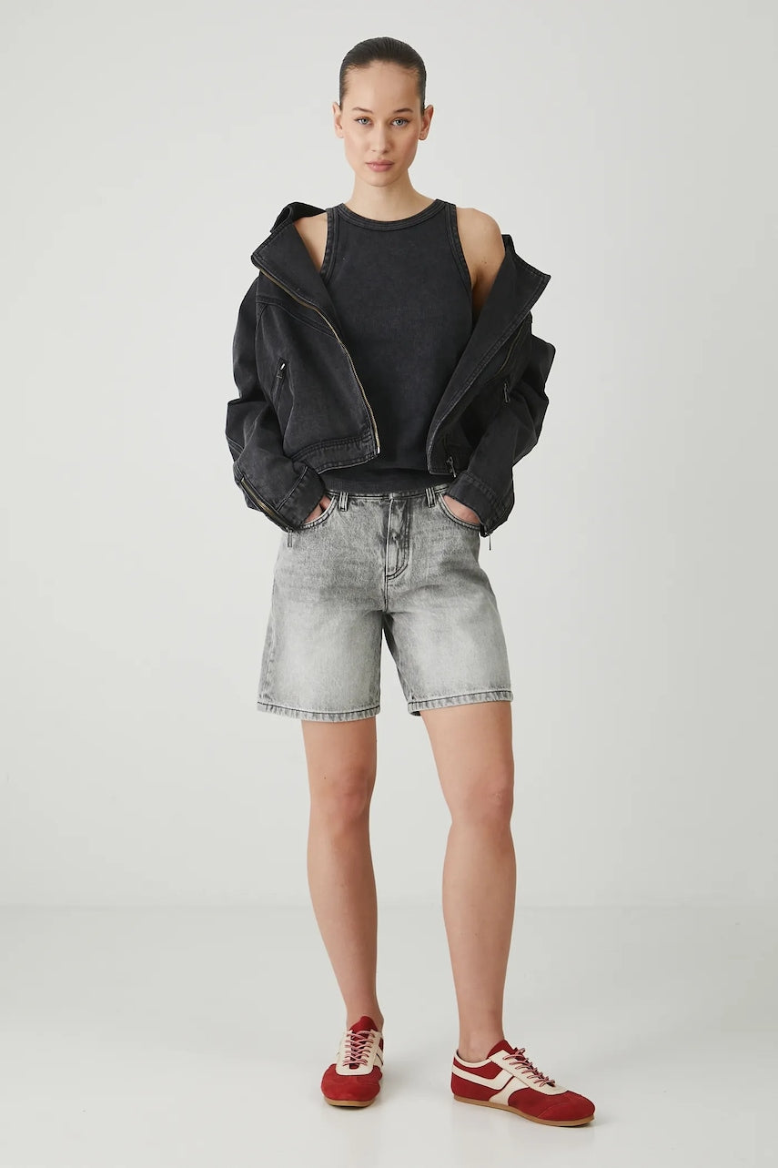 Bombažne kratke hlače iz jeansa Medicine ženski, siva barva