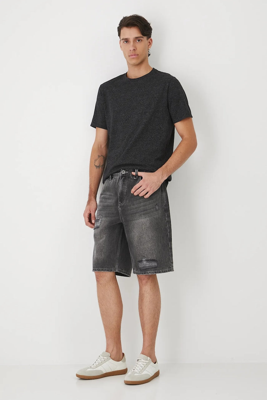 Bombažne kratke hlače iz jeansa Medicine siva barva