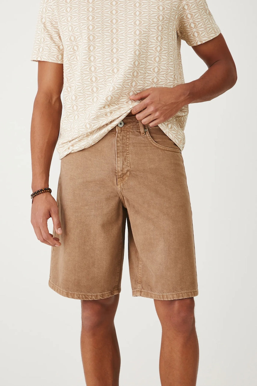 Bombažne kratke hlače iz jeansa Medicine bež barva