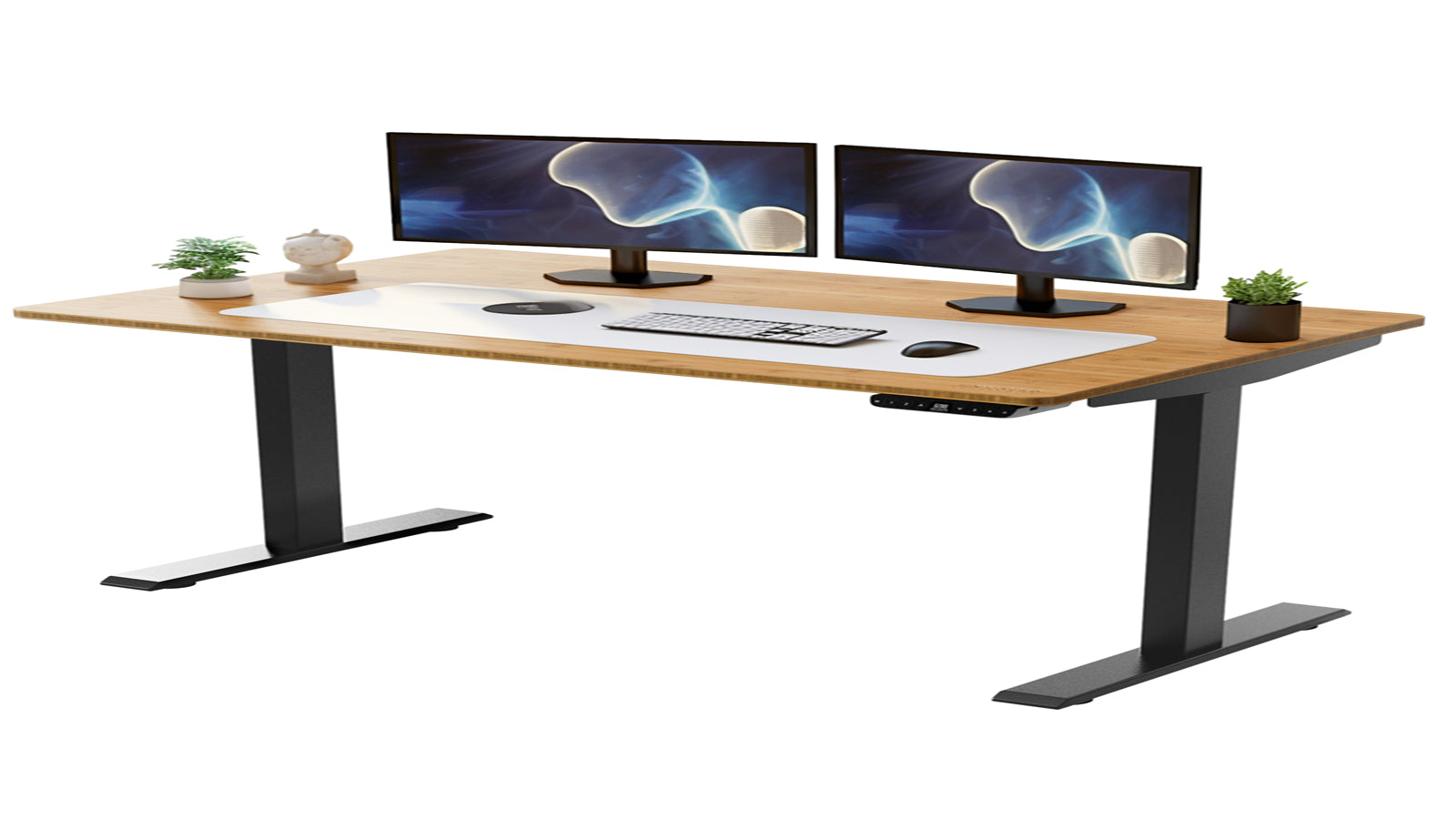 Uncaged Ergonomics Rise Up Electric Standing Desk Black - 48x30" Natural Bamboo - 23.6 - 49.2" Height Range
