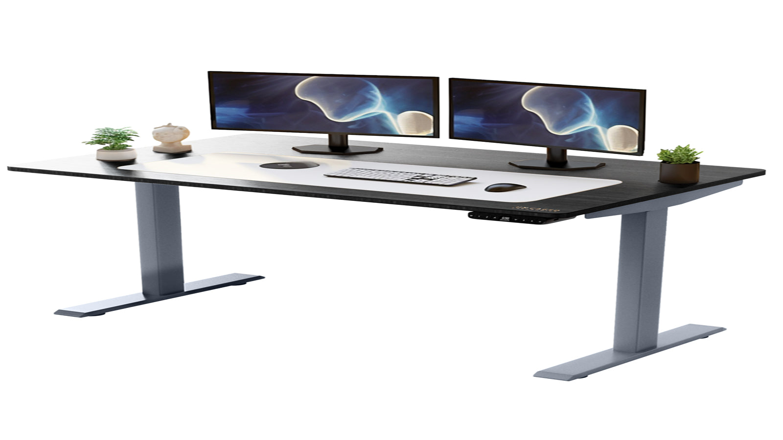 Uncaged Ergonomics Rise Up Electric Standing Desk Gray - 60x30" Black MDF - 23.6 - 49.2" Height Range