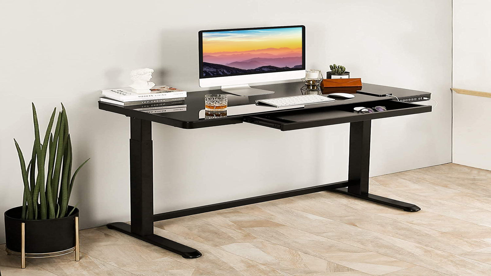 Uncaged Ergonomics UncagedErgonomics Glass SmartDesk: Drawer & USB ports