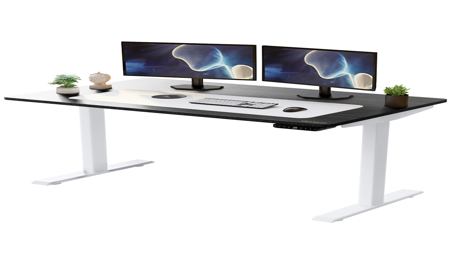 Uncaged Ergonomics Rise Up Electric Standing Desk White - 48x30" Black MDF - 23.6 - 49.2" Height Range
