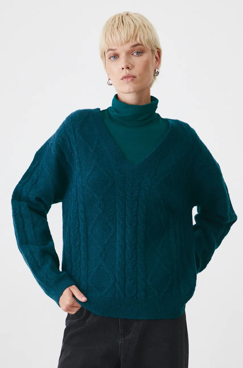 Pulover s dodatkom vune Medicine boja: zelena, tople