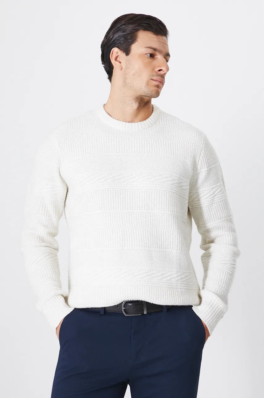 Pulover s dodatkom vune Medicine za muškarce, boja: bež, topli