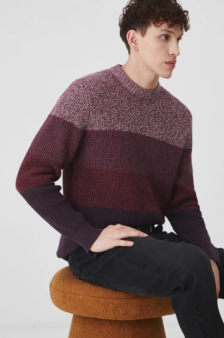 Pamučni pulover Medicine boja: bordo, topli