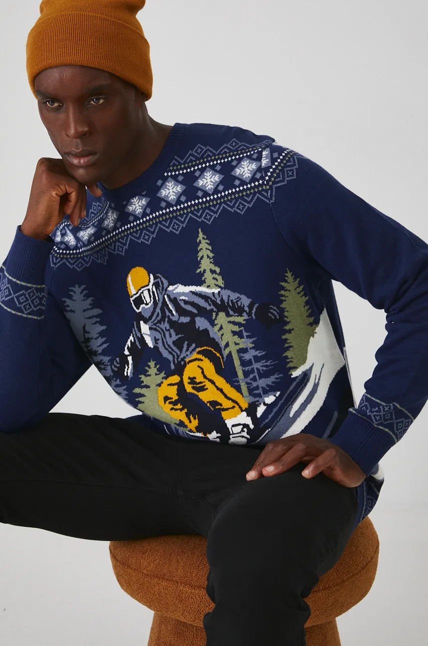 Pulover Medicine za muškarce, boja: tamno plava, topli