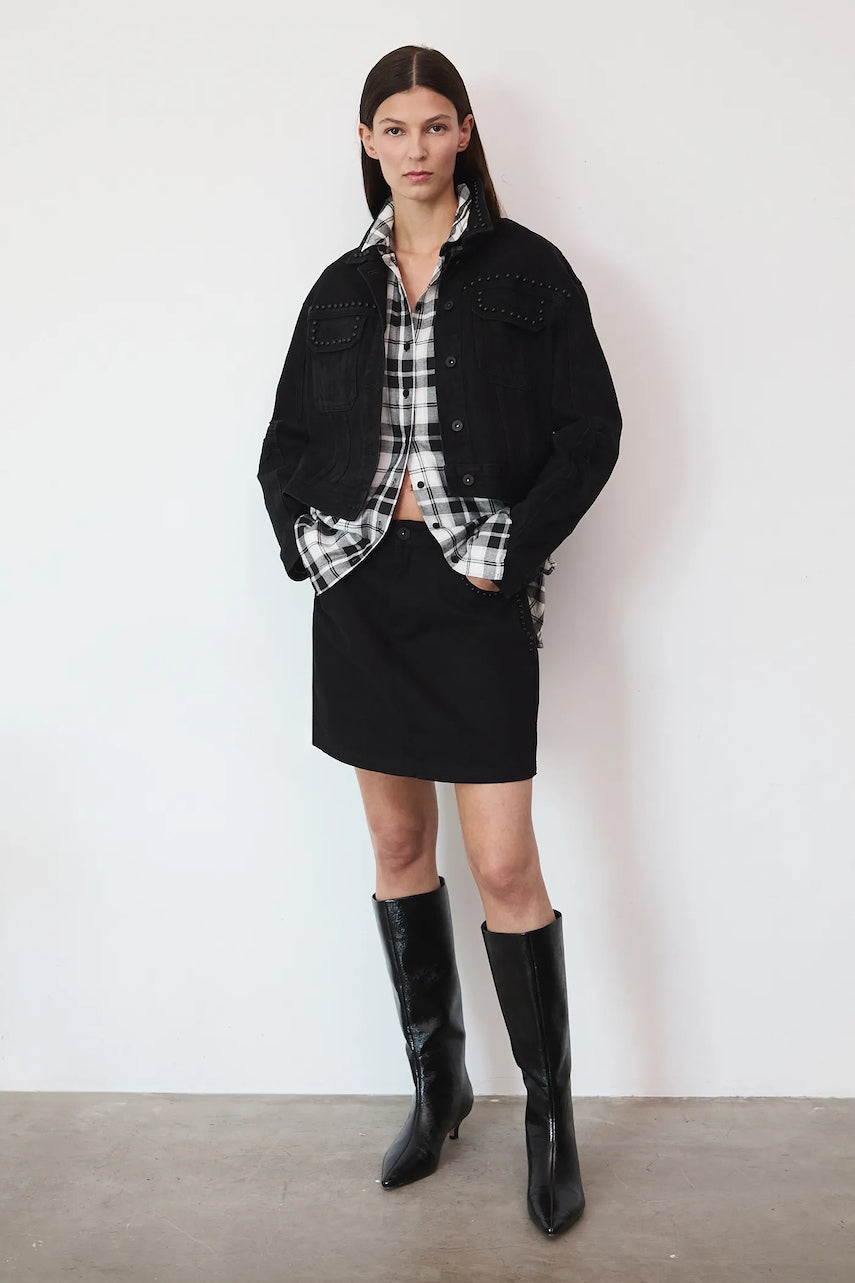 Bombažno krilo iz jeansa Medicine črna barva