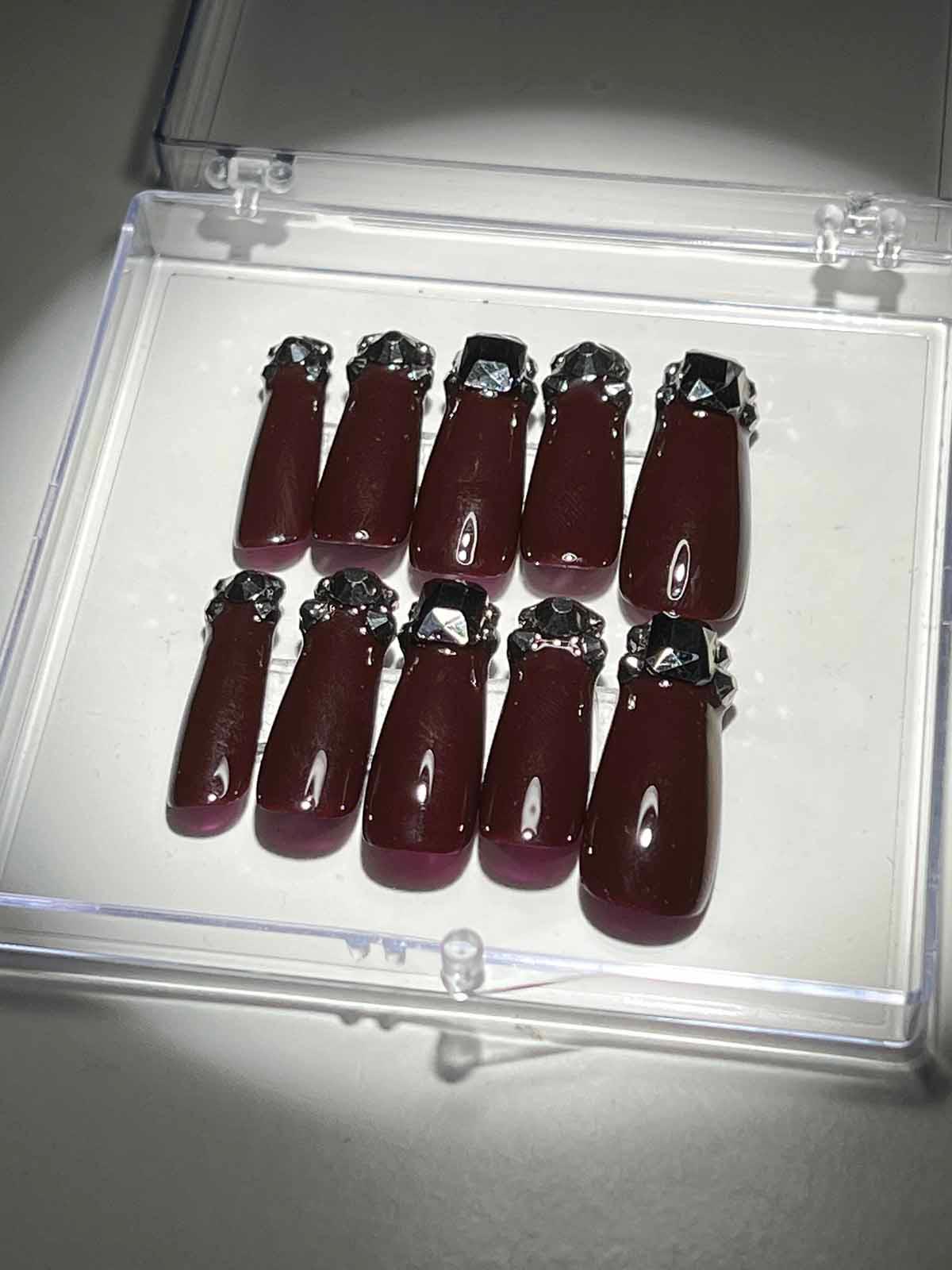 Crystal Wine Coffin Handmade Press On Nails
