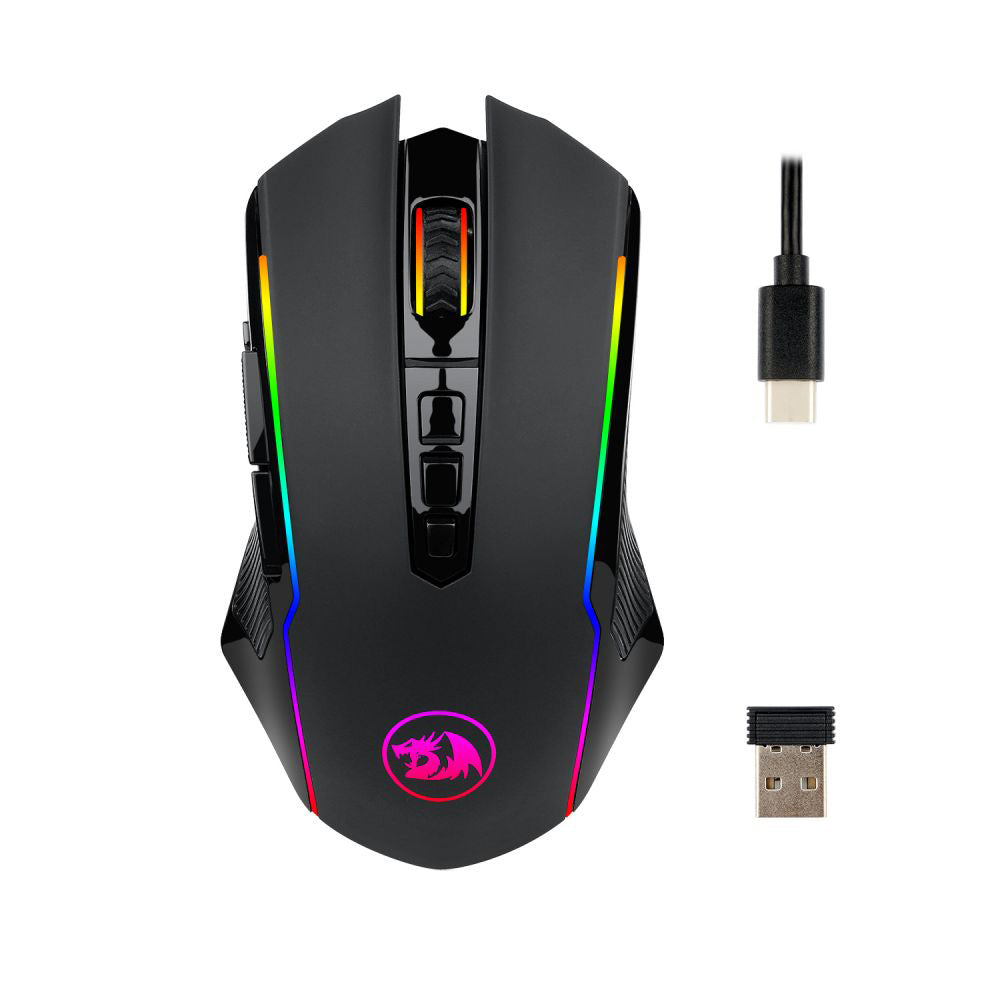 Redragon M910-KS RANGER LITE RGB 2.4G Wireless-Wired Double Modes Gaming Mouse 8000 DPI with Rapid Fire Buttons - Black