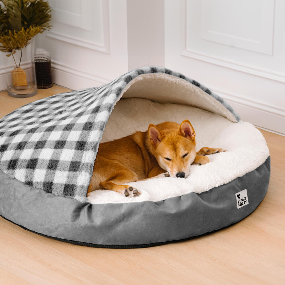 Round Canopy Dream Hideaway Dog Bed Pet Nest Bed, Black - XL