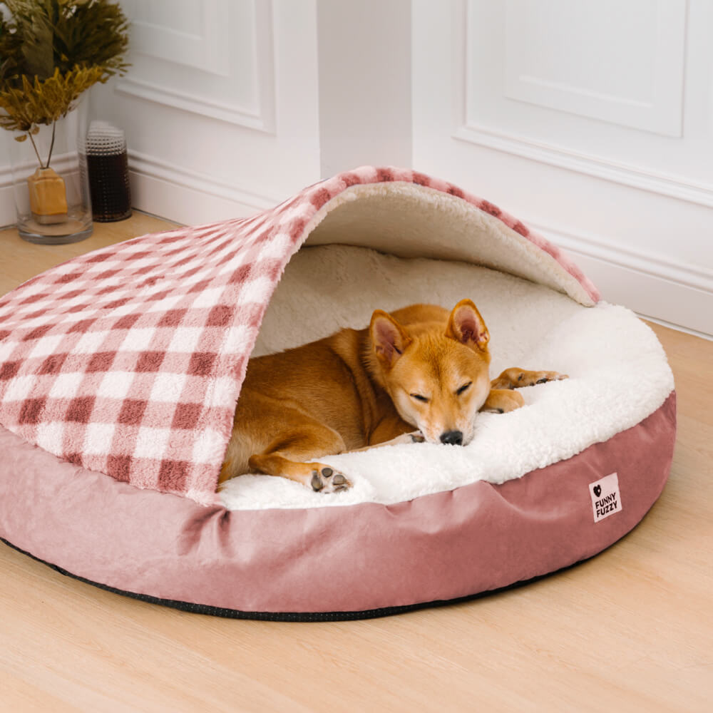 Round Canopy Dream Hideaway Dog Bed Pet Nest Bed, Pink - L