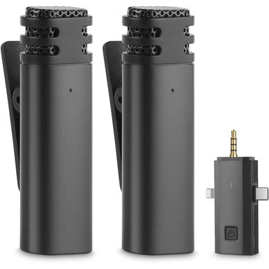 Dual Wireless Lavalier Microphone Set for iPhone & Android
