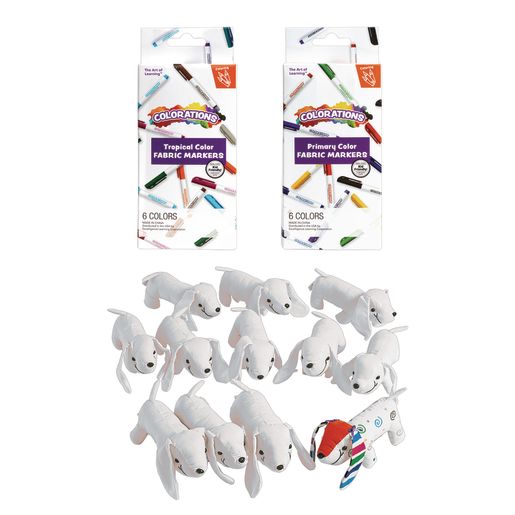 Colorations® 12 Decorate Your Own Fabric Dogs with 12 Fabric Markers