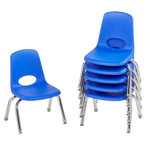 10" Blue Stack Chair with Swivel Glides - 6 Pack
