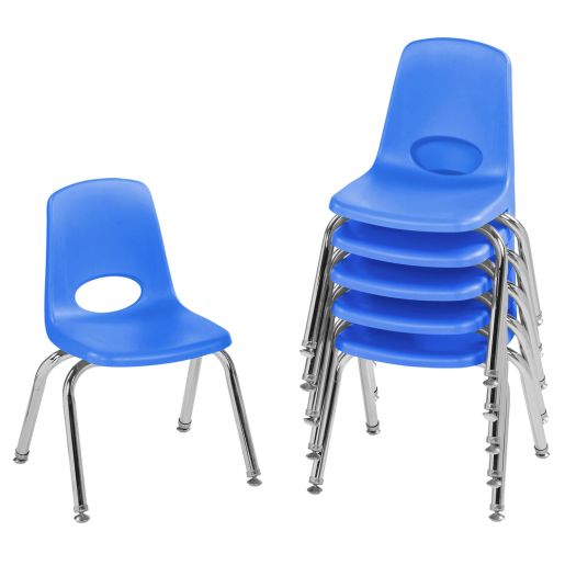 12" Blue Stack Chair with Swivel Glides - 6 Pack