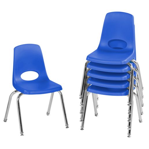 14" Blue Stack Chair with Swivel Glides - 6 Pack