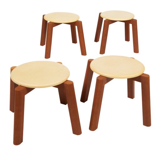 RUBBERWOOD STOOLS SET OF 4