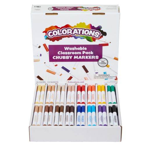 Colorations® Washable Classroom Value Pack Chubby Markers - Set of 128