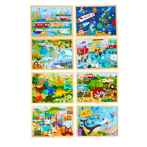 Wooden 48-Piece Puzzle Kit - Set of 8