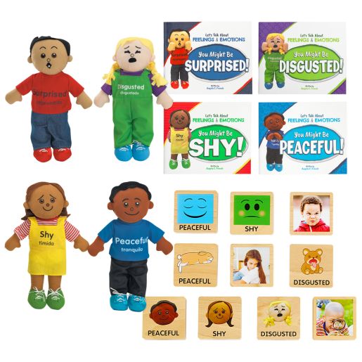 Excellerations® Emotions Books, Dolls and Blocks Kit 2 - 4 books 4 dolls 16 blocks