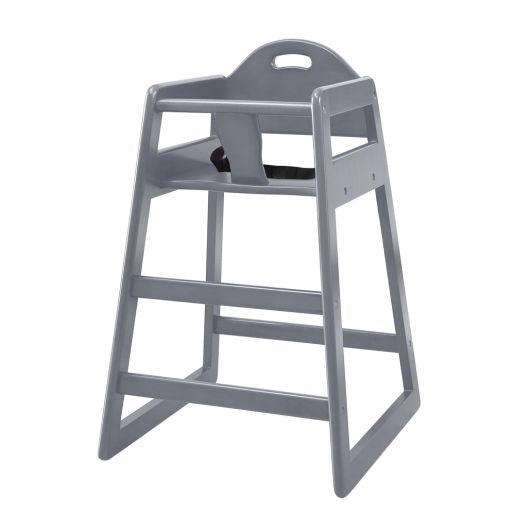 Restaurant Style Solid Wood High Chair - Gray