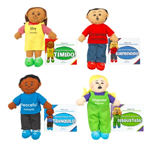 Excellerations® Emotions Spanish Books and Dolls Kit 2 - 4 books 4 dolls