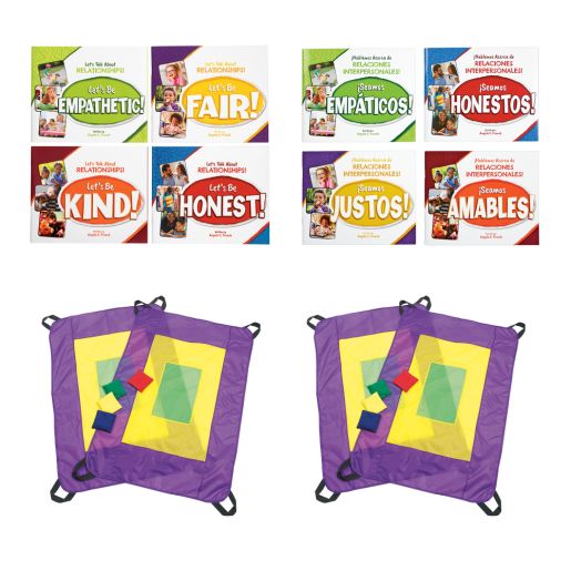 Excellerations® English & Spanish Relationship Books & Parachute Game - 8 books 2 games