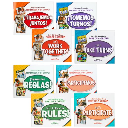 Excellerations® English & Spanish Let's Talk About Being Part of a Group Book Set - 8 books