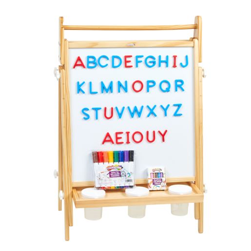 Colorations® All in One Wooden Adjustable Easel with Markers & Bonus Chalk
