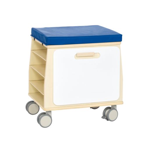 Environments® Mobile Teacher Stool with Storage - Blue Cushion - Ready to Assemble