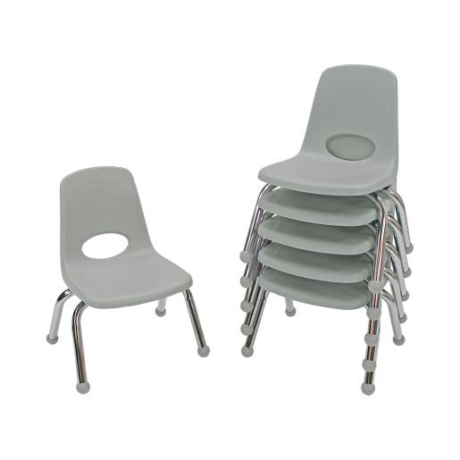 10" Stack Chair with Ball Glides, 6-Pack - Light Gray
