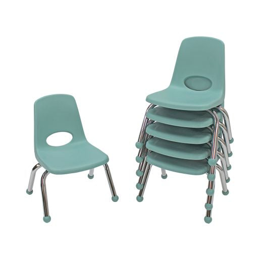 10" Stack Chair with Ball Glides, 6-Pack - Seafoam