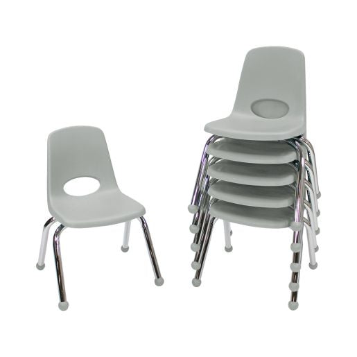 12" Stack Chair with Ball Glides, 6-Pack - Light Gray