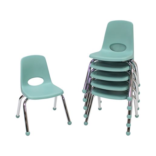 12" Stack Chair with Ball Glides, 6-Pack - Seafoam