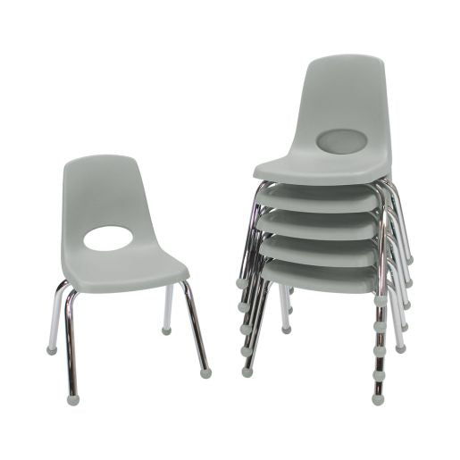 14" Stack Chair with Ball Glides, 6-Pack - Light Gray