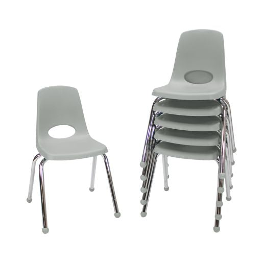 16" Stack Chair with Ball Glides, 6-Pack - Light Gray