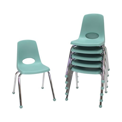 16" Stack Chair with Ball Glides, 6-Pack - Seafoam