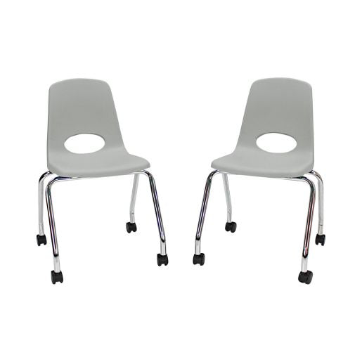 18" Mobile Chair with Casters, 2-Pack - Light Gray